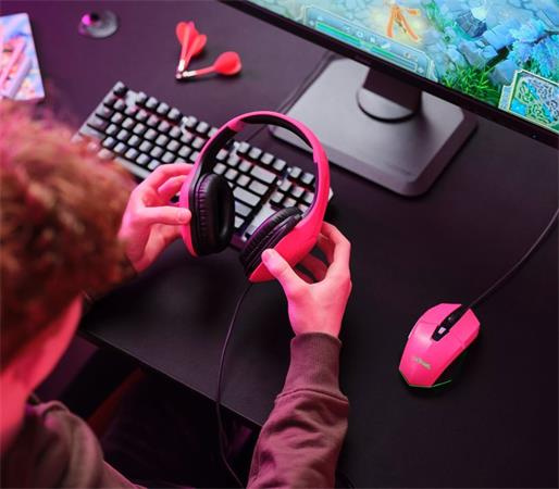 Slúchadlá, s mikrofónom, gaming, TRUST "GXT415 Zirox", ružová 4