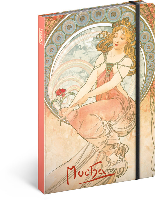 NOTIQUE Notes Alfons Mucha – Maliarstvo, linajkovaný, 13 x 21 cm