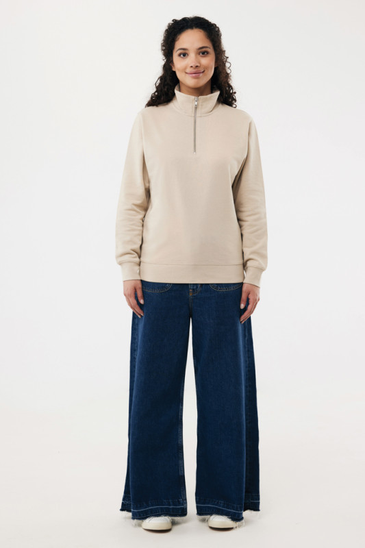 IQONIQ Elgon sveter s krátkym zipsom z recyklovanej bavlny desert XXL 5