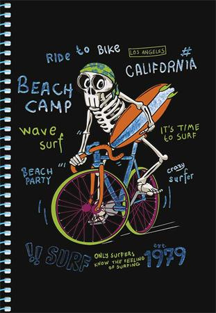 Špirálový zošit, A5, štvorčekový, 80 listov, SHKOLYARYK " Skate board", mix