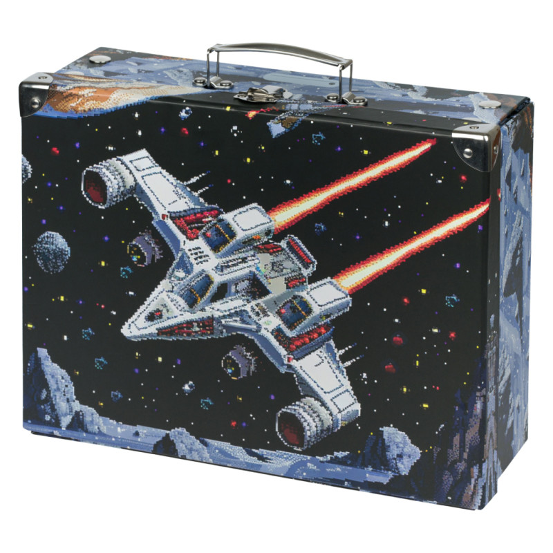BAAGL Skladací školský kufrík Pixel Space s kovaním