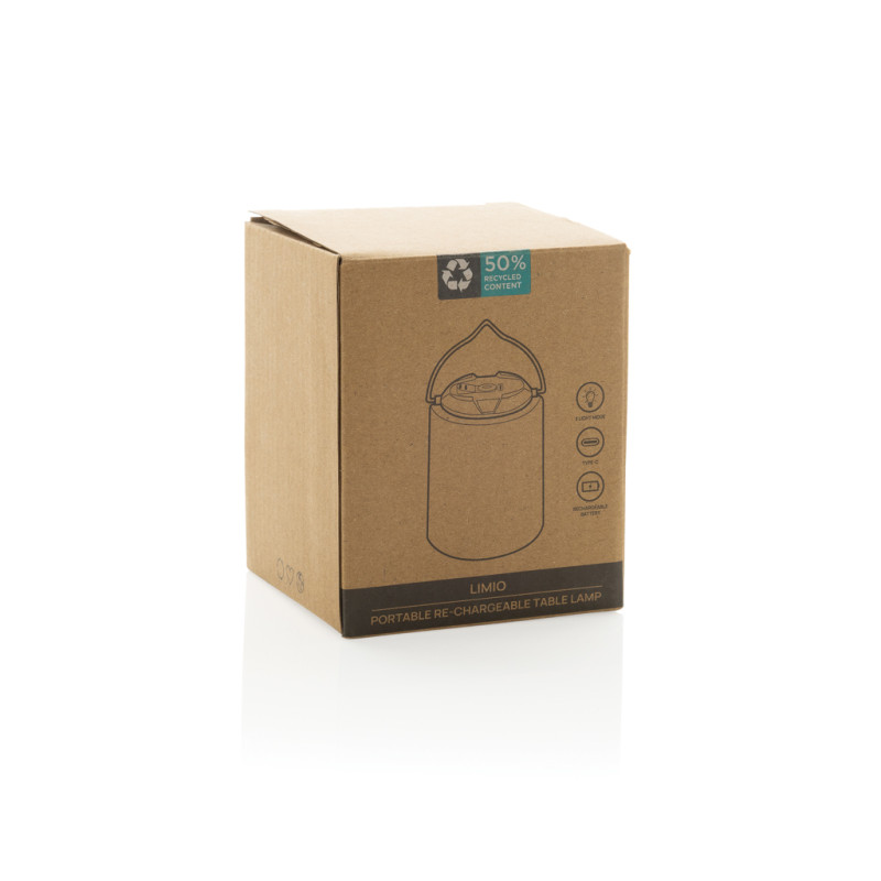 Limio prenosná nabíjateľná stolová lampa z rec. plastu RCS biela 9