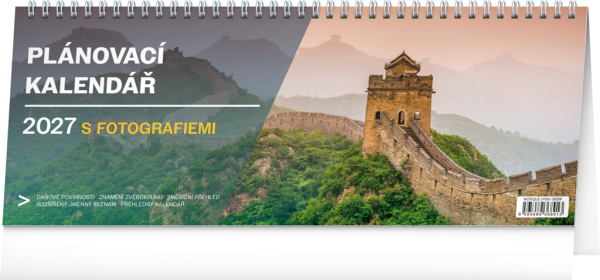 NOTIQUE Stolový kalendár Plánovací s fotografiami CZ 2027, 33 x 12,5 cm