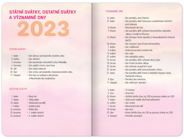 Školský diár Ružové pruhy (september 2023 – december 2024), 9,8 × 14,5 cm 4