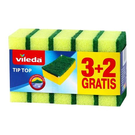 Špongia, 3+2 ks, VILEDA "Tip Top", žltá 1