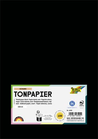 Farebný papier, A4, 130 g, 100 listov, FOLIA, čierny