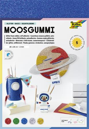 Moosguma, samolepiaca, trblietavá, 20x29 cm, 5 listov, FOLIA "Basic", 5 rôznych farieb