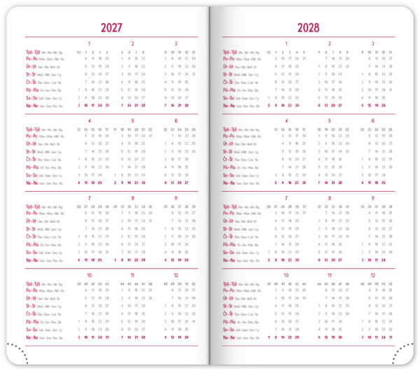 NOTIQUE Vreckový diár Balakon 2027, bordový, 9 x 15,5 cm 2
