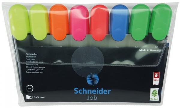 Zvýrazňovač, sada, 1-5 mm, SCHNEIDER "Job 150", 6+2 farieb