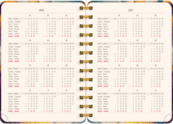 NOTIQUE Špirálový 18-mesačný diár Petito – Farebný achát 2026/2027, 13 x 18 cm 2