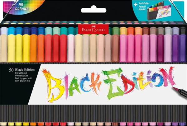 Fixky štetcové, v stojančeku, FABER-CASTELL "Black Edition", 50 rôznych farieb 1