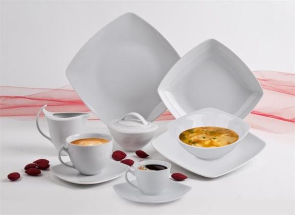Miska na polievku, porcelán, hranatá , 17 cm, 6 ks, ROTBERG, "Quadrate", biela