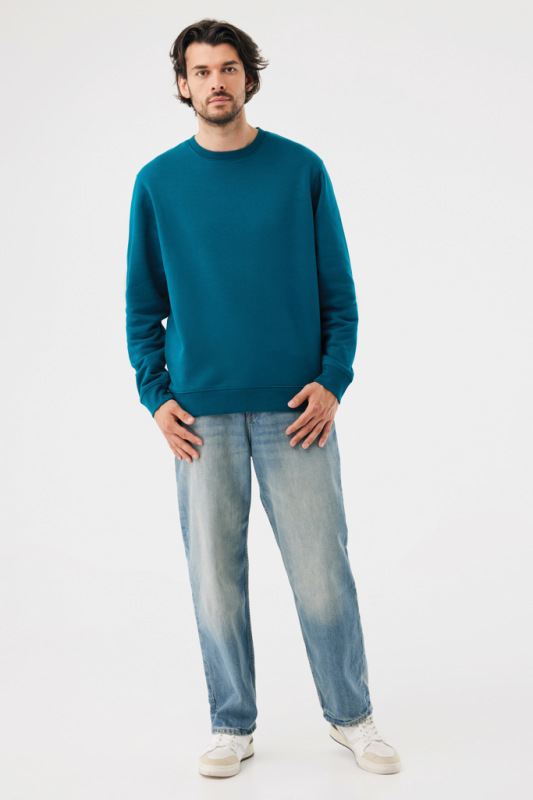 IQONIQ Toria Unisex mikina s okrúhl. výstrihom z rec. bavlny dark teal XXS 10
