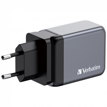 Sieťová nabíjačka, 2xUSB-C PD (65W), USB-A QC 3.0, EU/UK/US, GaN, VERBATIM