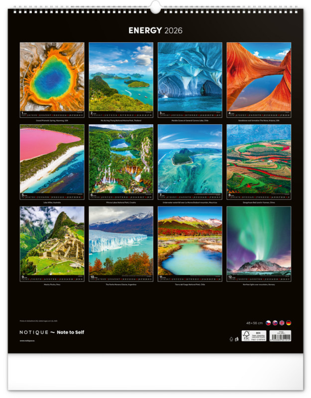 NOTIQUE Nástenný kalendár Energia 2026, 48 x 56 cm 13
