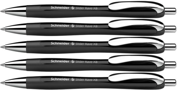 Guľôčkové pero, 0,7 mm, tlačidlové, SCHNEIDER "Slider Rave XB", čierne, modré 4