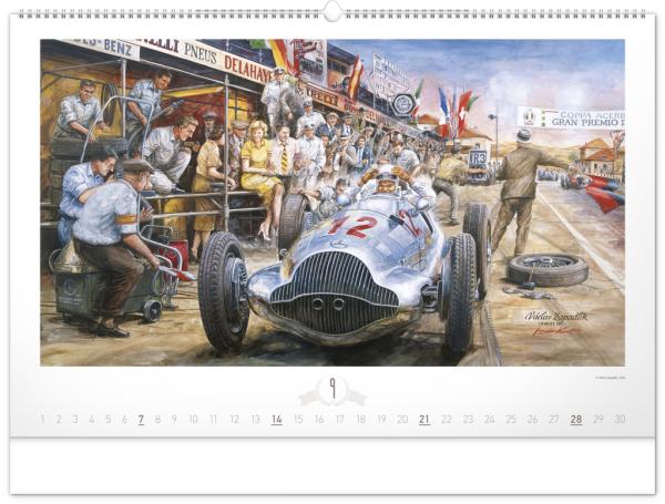 NOTIQUE Nástenný kalendár Oldtimers – Václav Zapadlík 2025, 64 x 42 cm