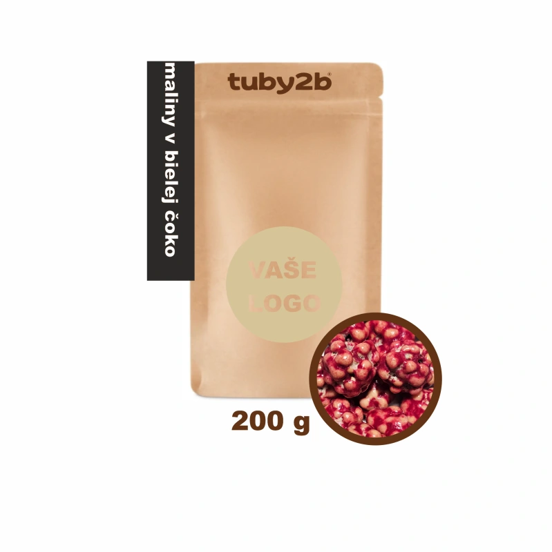 tuby2b® PAPER BAG CRAFT maliny v bielej čokoláde 200g
