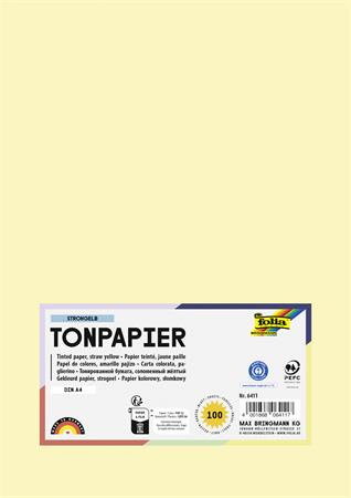 Farebný papier, A4, 130 g, 100 listov, FOLIA, slamovo žltý 1