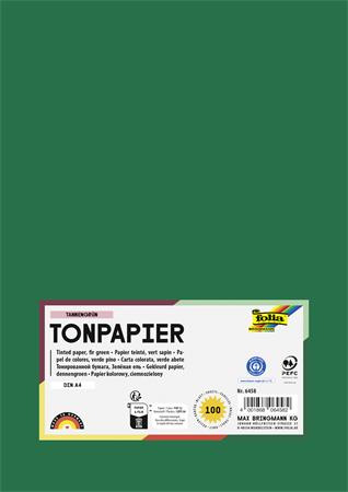 Farebný papier, A4, 130 g, 100 listov, FOLIA, tmavozelená 1