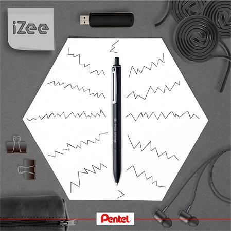 Guľôčkové pero, 0,35 mm, stláčací mechanizmus, PENTEL "iZee", čierna