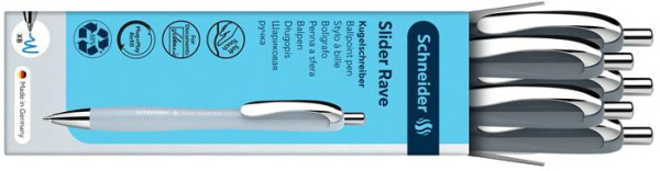 Guľôčkové pero, 0,7 mm, stláčací mechanizmus, SCHNEIDER "Slider Rave XB", sivé 3