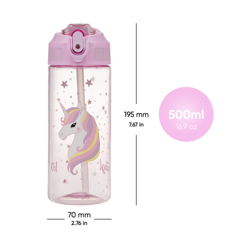 BAAGL Tritanová fľaša na nápoje so slamkou Rainbow Unicorn, 500 ml 4