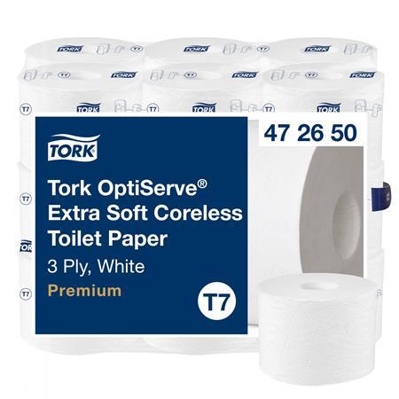 Toaletný papier, bezdutinkový, T7 systém, 3-vrstvový, priemer 13,1 cm, Premium, TORK "Opti 2