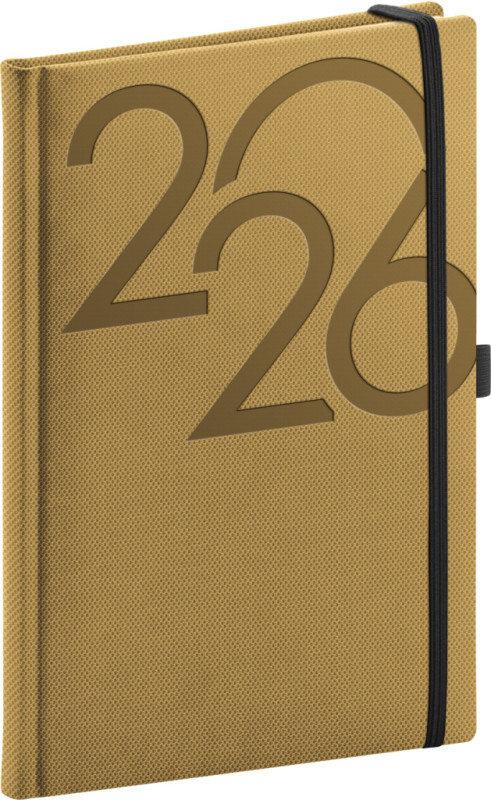 NOTIQUE Týždenný diár Ajax 2026, zlatý, 15 x 21 cm