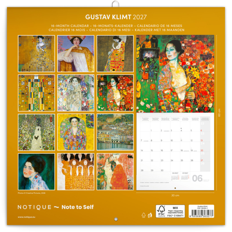 NOTIQUE Grid calendar Gustav Klimt 2027, 30 x 30 cm 14