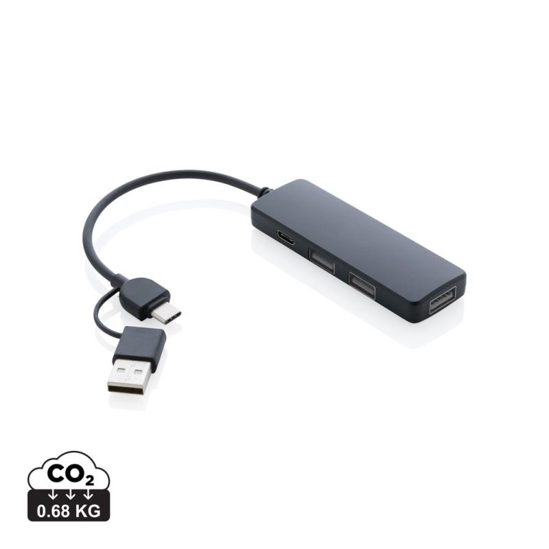 USB hub z RCS recyklovaného plastu čierna