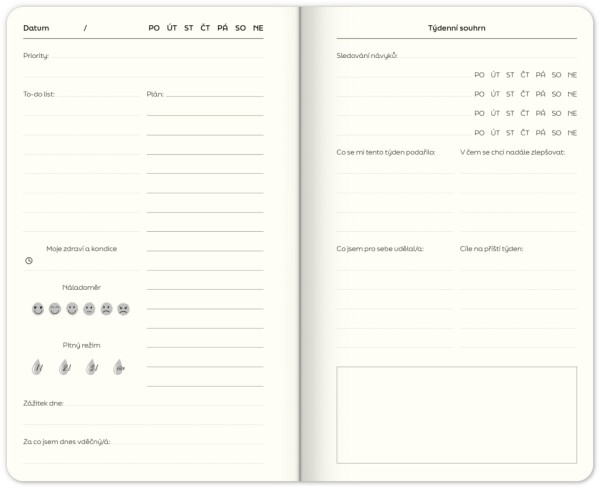 Nedatovaný plánovač Note to self, 5 mínut denne, 13 × 21 cm 3