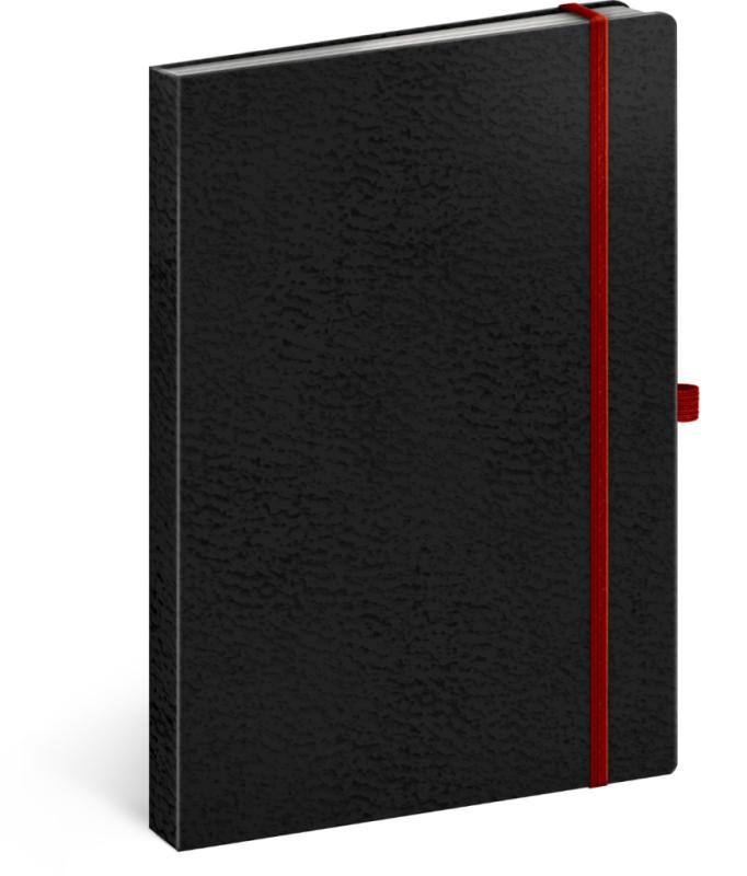 NOTIQUE Notes Vivella Classic čierny/červený, linajkovaný, 15 x 21 cm