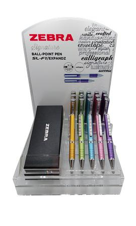 Guľôčkové pero, displej, 0,24, teleskopické, ZEBRA "SL-F1", modré, svetlé farby 2