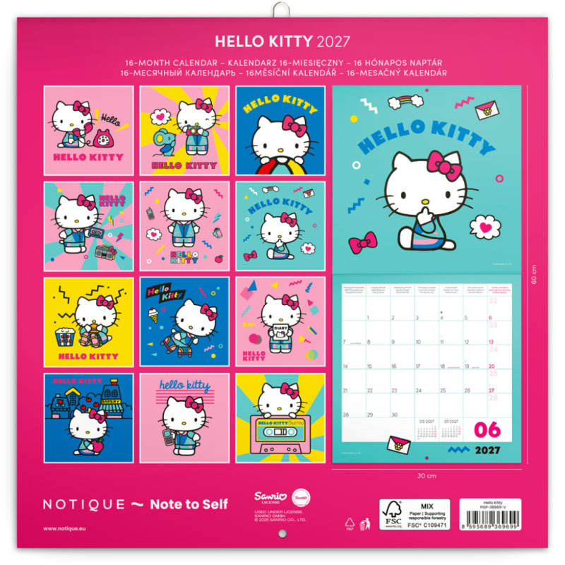 NOTIQUE Poznámkový kalendár Hello Kitty 2027, 30 x 30 cm 14