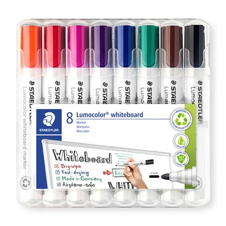 Sada tabulových popisovačov, 2 mm, kužeľový hrot, STAEDTLER "Lumocolor® 351", 8 rôznych fa