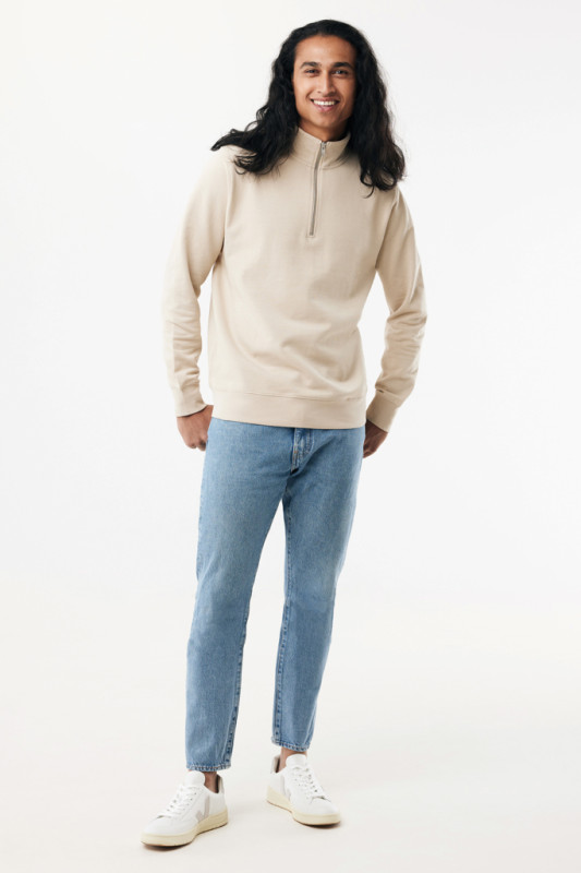 IQONIQ Elgon sveter s krátkym zipsom z recyklovanej bavlny desert XXL 9