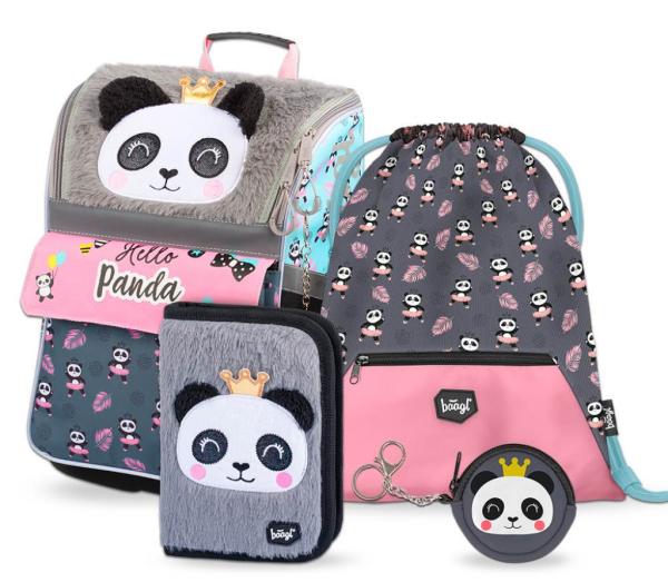 BAAGL SET 4 Panda: aktovka, peněženka, penál, sáček