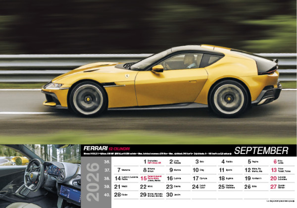 Nástenný kalendár Fast cars 2026 9
