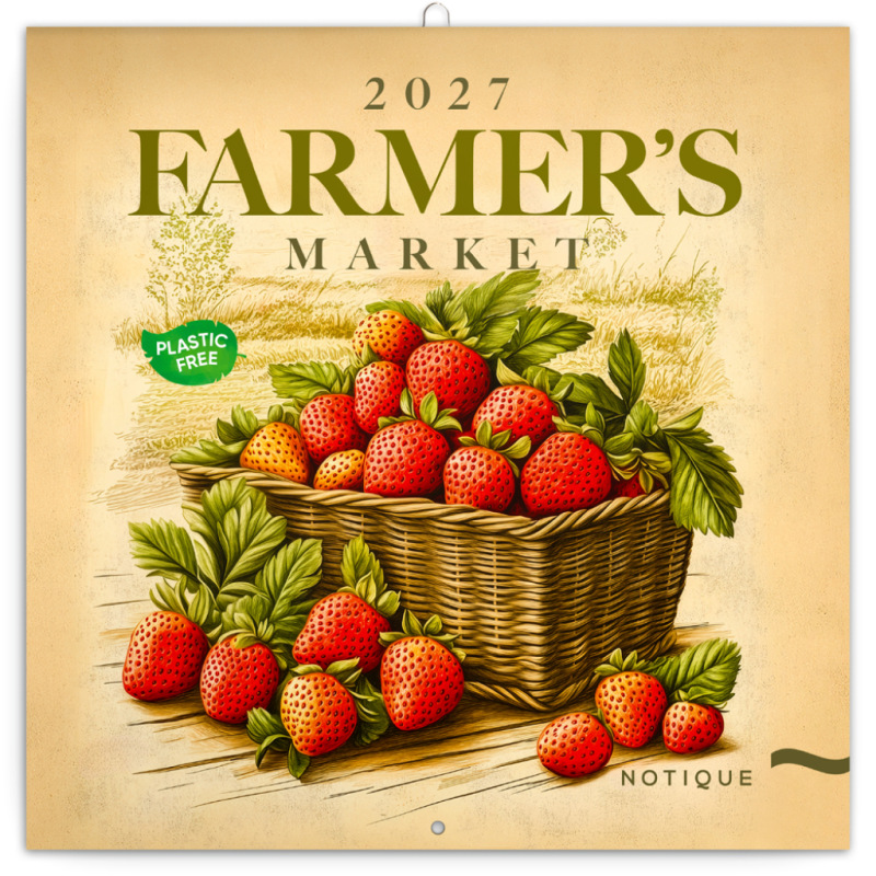 NOTIQUE Poznámkový kalendár Farmárske trhy 2027, PLASTIC FREE, 30 x 30 cm