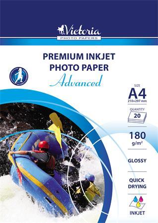 Fotopapier, pre atramentovú tlač, A4, 180 g, vysokolesklý, VICTORIA "Advanced"