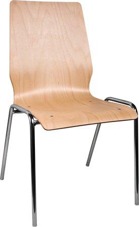 . Konferenčná stolička, drevené sedadlo, chrómový podstavec, "1158 LC"