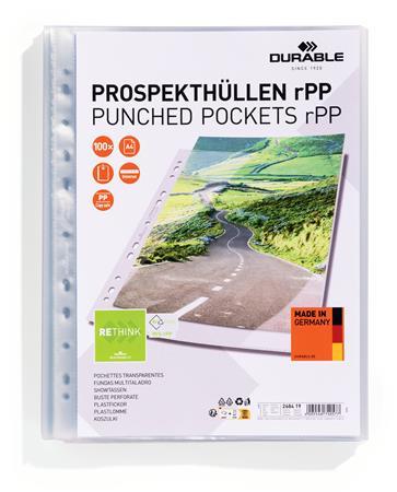 Euroobal, dierovaný, PP, A4, 80 mikrónov, DURABLE "rPP" 1