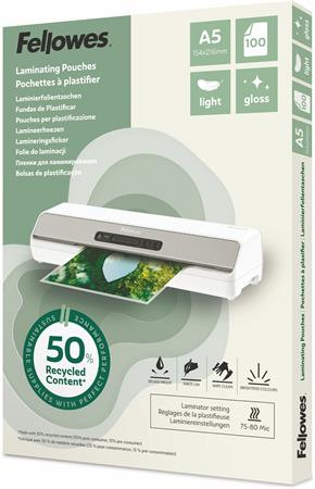 Laminovacia fólia, 80 mikr., A5, lesklá, 100 ks, FELLOWES "Light"