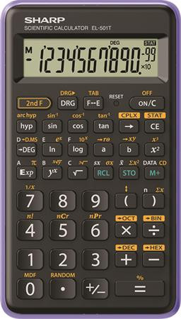 Kalkulačka, vedecká, 146 funkcií, SHARP "EL-501TBVL", čierna-fialová 1