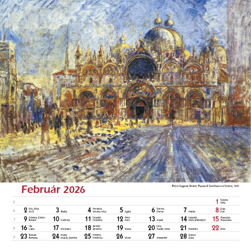 Nástenný kalendár Impresionisti 2026 2