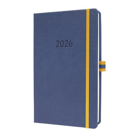 Diár, A5, týždenný, 2026, tvrdá obálka, SIGEL "Linescape", modrý-žltý 1