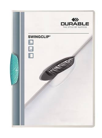 Rýchloviazač, s klipom, A4, DURABLE "Swingclip® 30", svetlomodrá 1