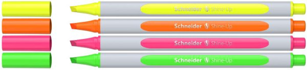 Sada zvýrazňovačov, 1-4 mm, SCHNEIDER "Shine-Up", 4 rôzne farby