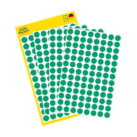 Etikety, okrúhle, priemer: 8 mm, AVERY ZWECKFORM, zelené, 416 etikiet/bal 2